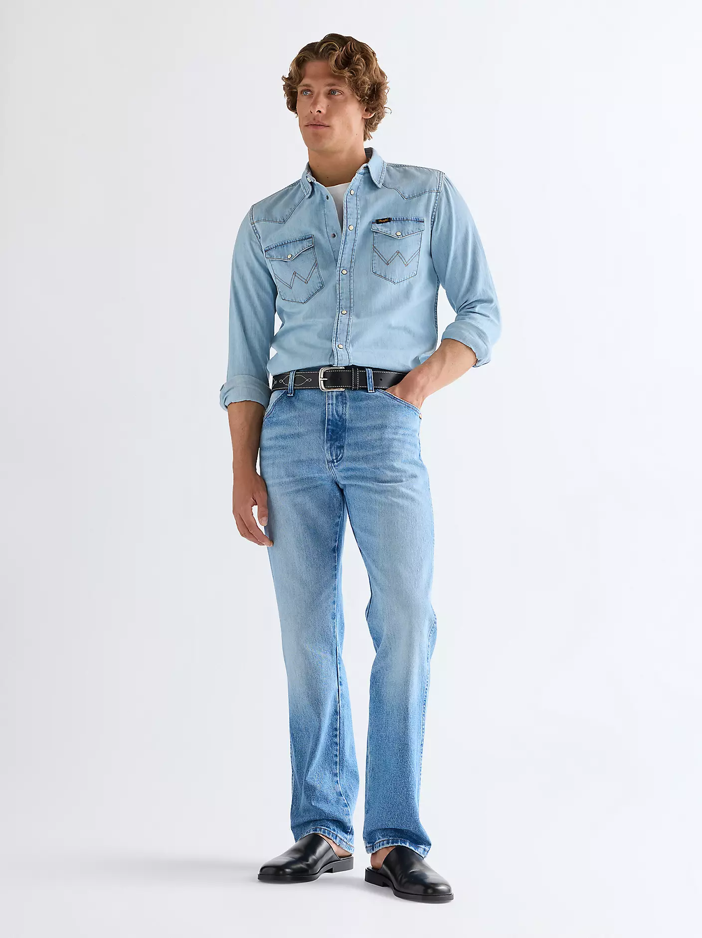 MĘSKI PASEK WRANGLER WESTERN STITCH BELT BLACK 112378836