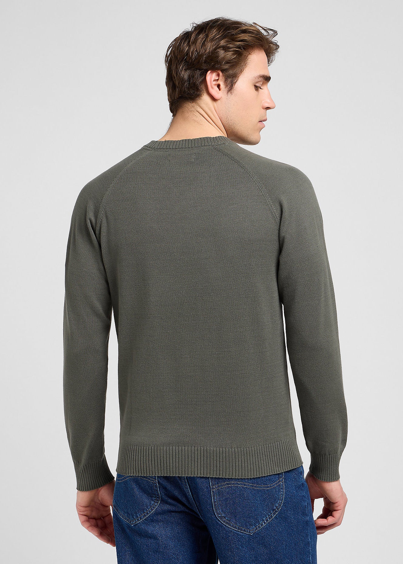 Męski Sweter Lee Clean Raglan Sweater Olive Gray 112370537