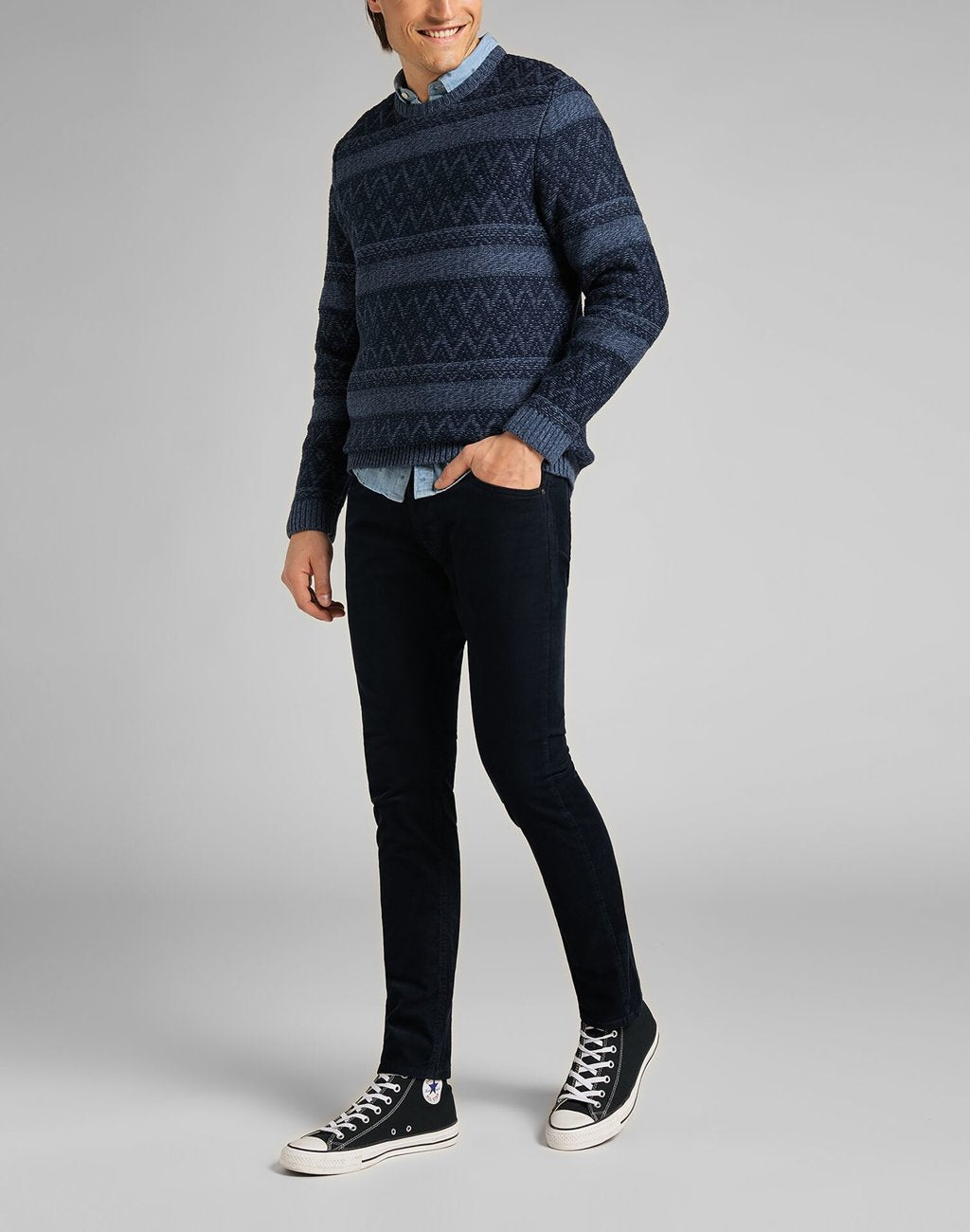 MĘSKI SWETER LEE CREW SEAS KNIT NAVY L83GNW35 112140936