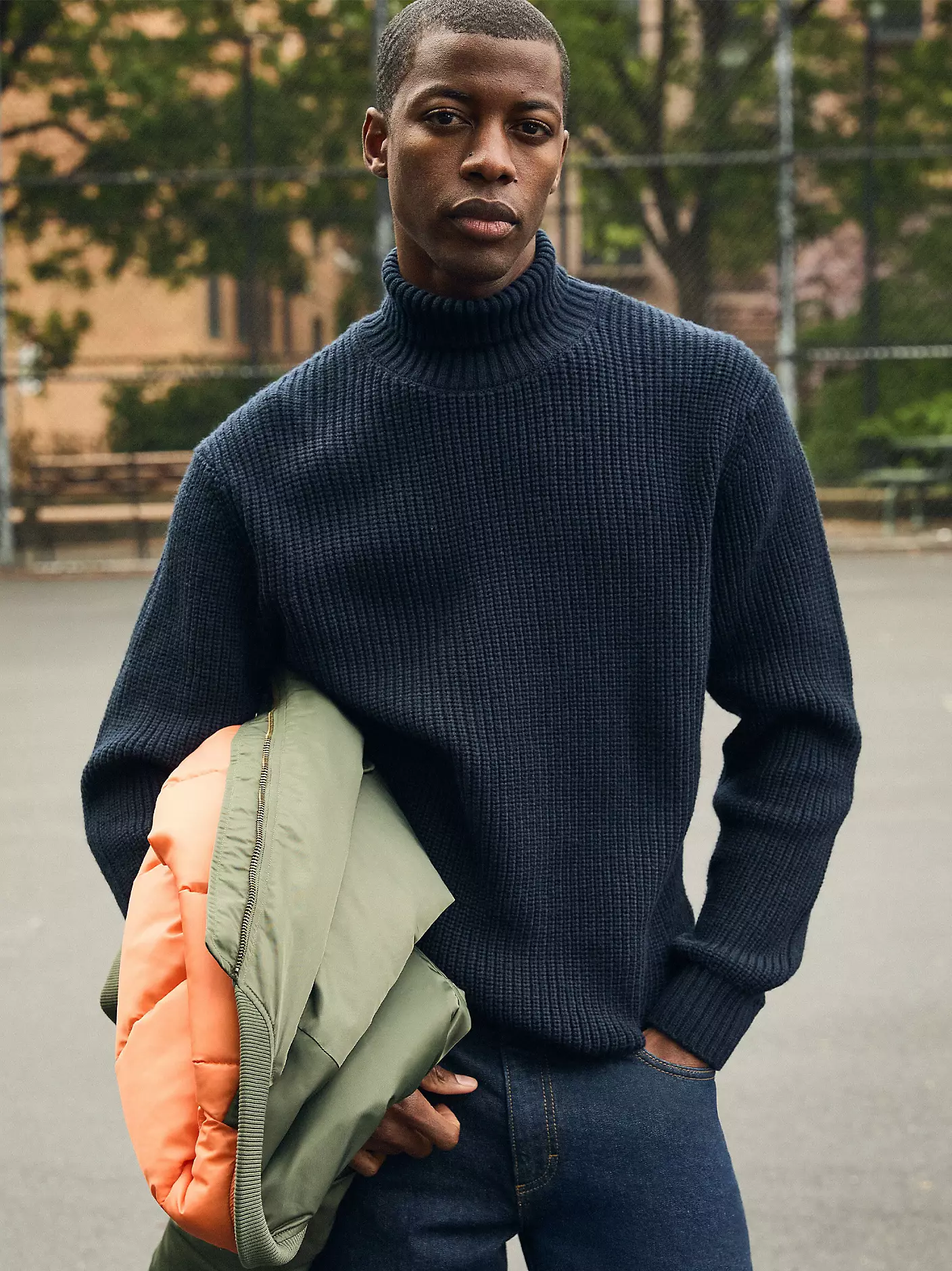 MĘSKI SWETER LEE HEAVY TURTLE NECK RIVET NAVY 112370542