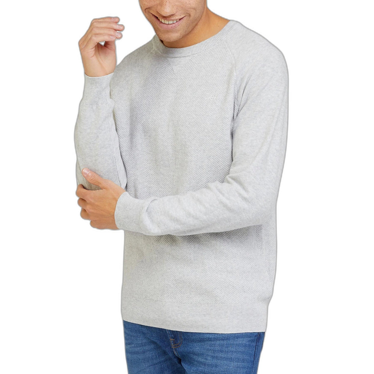 Męski Sweter Lee Raglan Crew Knit Grey Mele 112330668