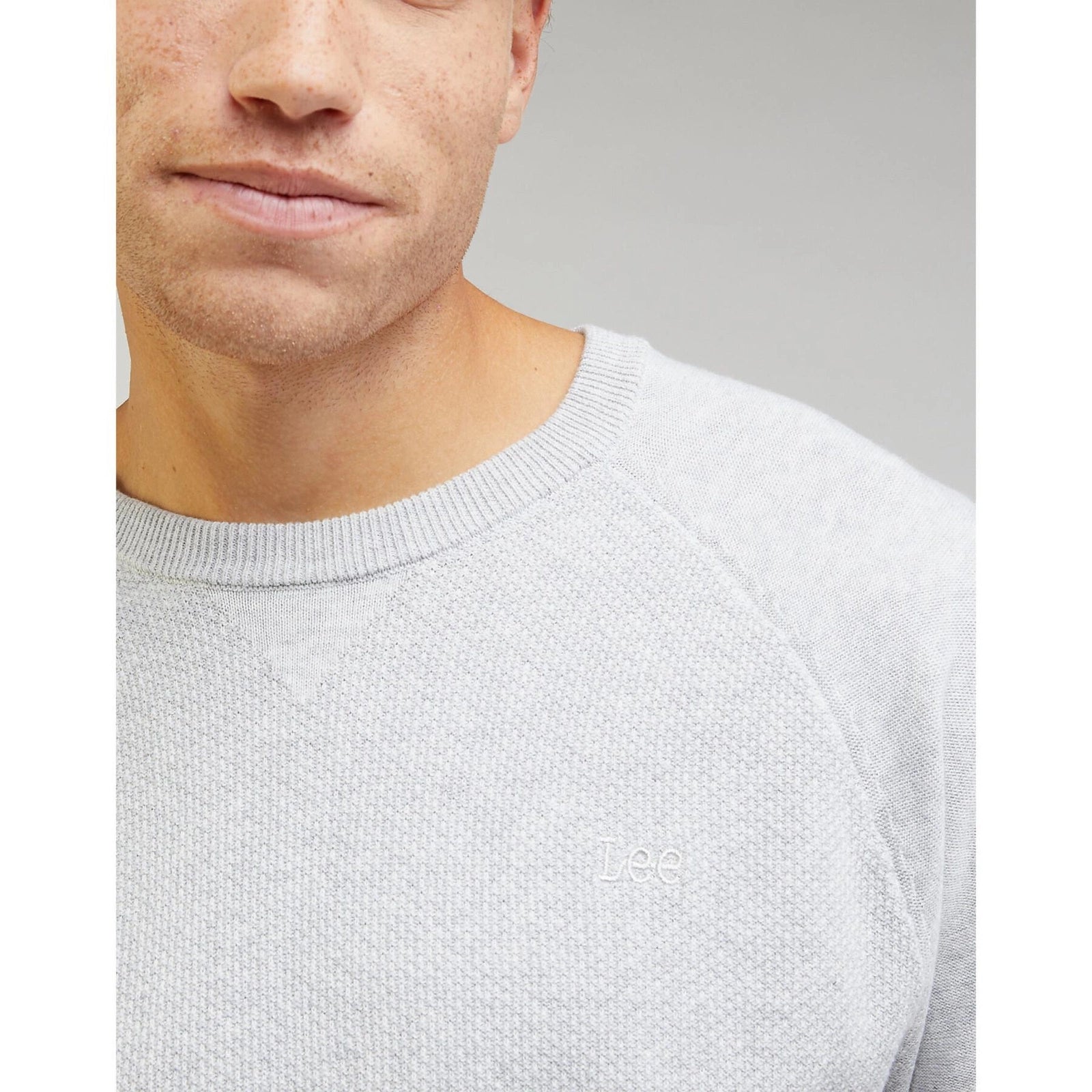 Męski Sweter Lee Raglan Crew Knit Grey Mele 112330668