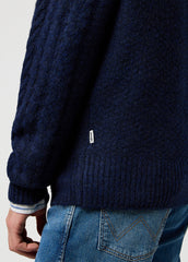 Męski Sweter Wrangler Cable Knit Sweater Denim Heather 112371654