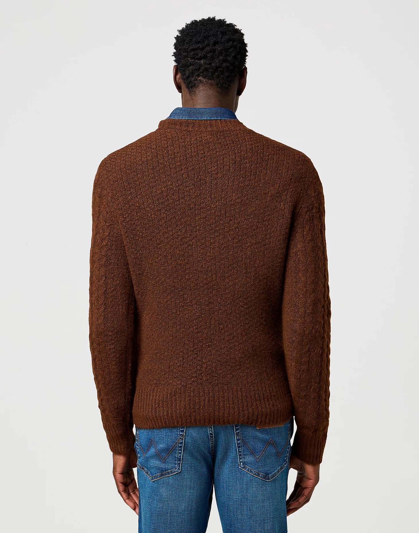 Męski Sweter Wrangler Cable Knit Sweater Mahogany Heather 112371665