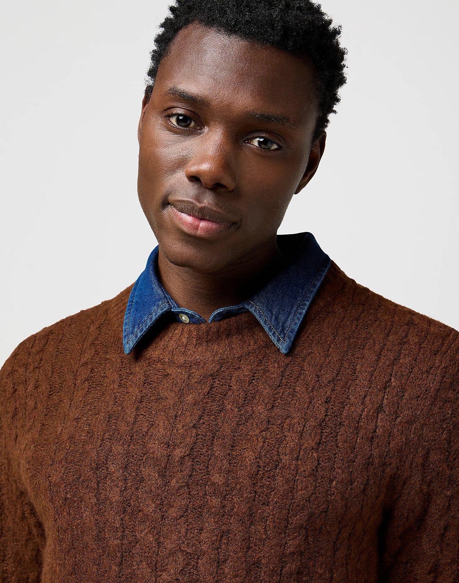 Męski Sweter Wrangler Cable Knit Sweater Mahogany Heather 112371665