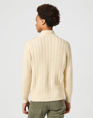 MĘSKI SWETER WRANGLER HALF ZIP KNIT ECRU 112357290