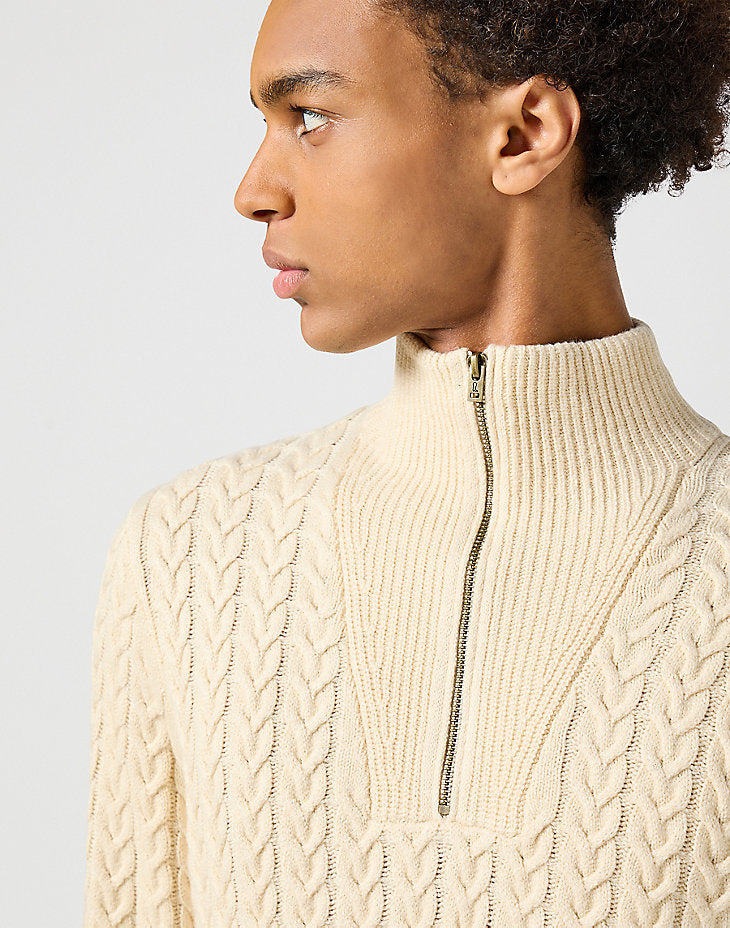 MĘSKI SWETER WRANGLER HALF ZIP KNIT ECRU 112357290