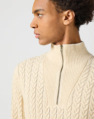 MĘSKI SWETER WRANGLER HALF ZIP KNIT ECRU 112357290