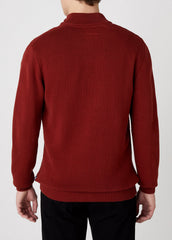MĘSKI SWETER WRANGLER HALF ZIP KNIT RUSSET BROWN W8B4QOXMA 112132390