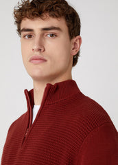 MĘSKI SWETER WRANGLER HALF ZIP KNIT RUSSET BROWN W8B4QOXMA 112132390