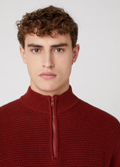 MĘSKI SWETER WRANGLER HALF ZIP KNIT RUSSET BROWN W8B4QOXMA 112132390