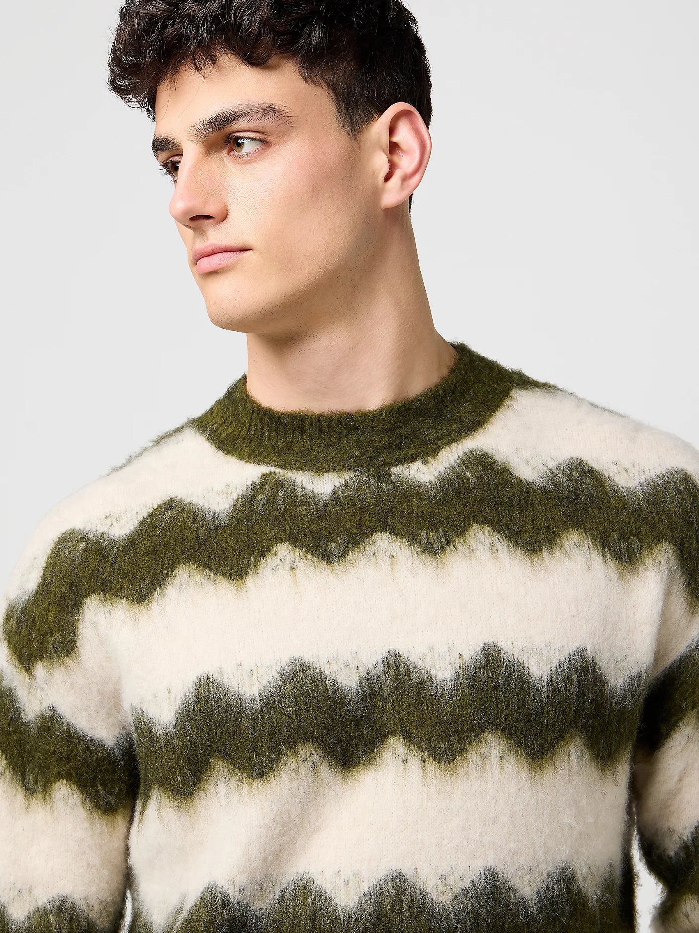Męski Sweter Wrangler Striped Sweater Ivy Green 112371558