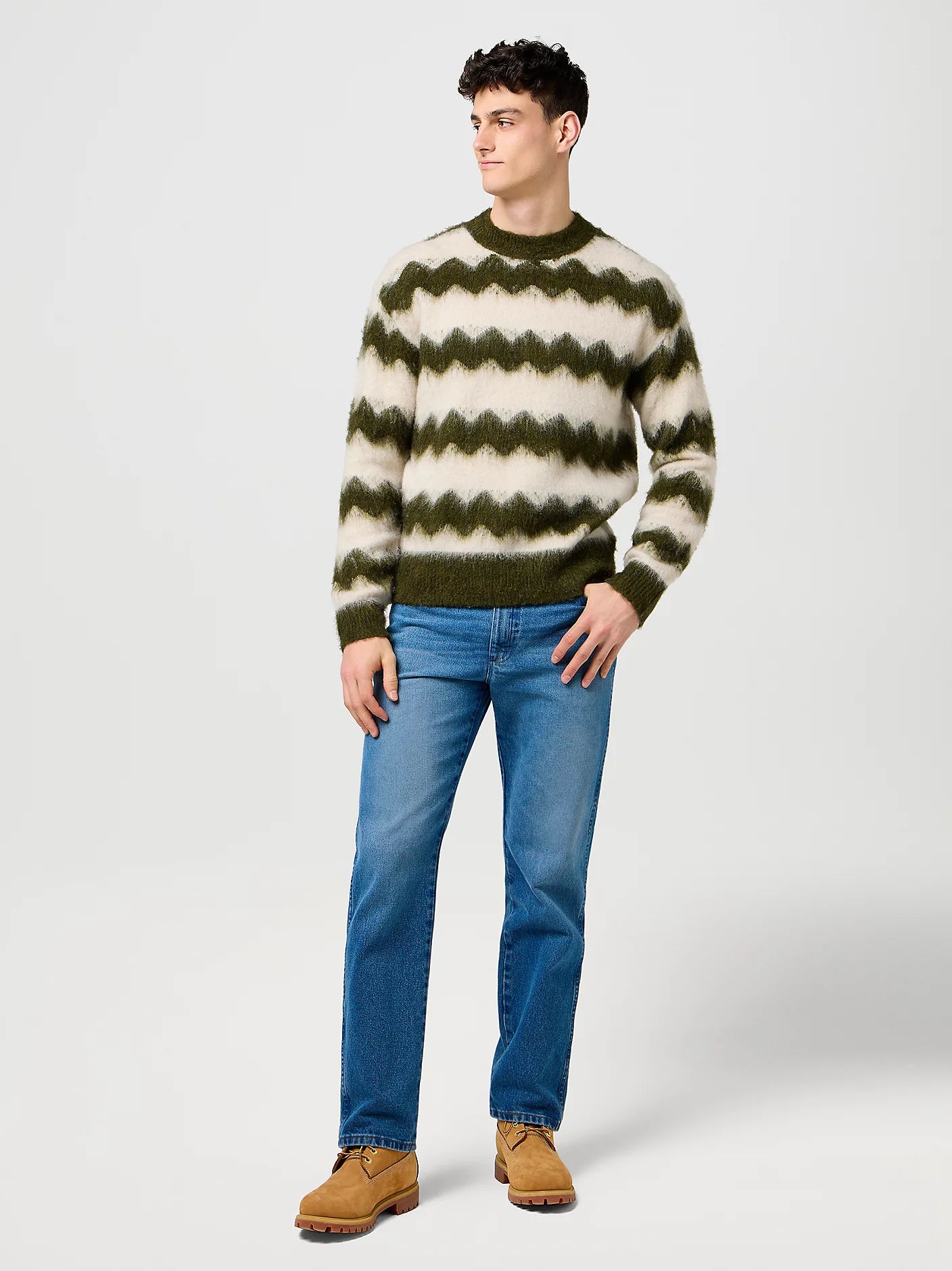 Męski Sweter Wrangler Striped Sweater Ivy Green 112371558