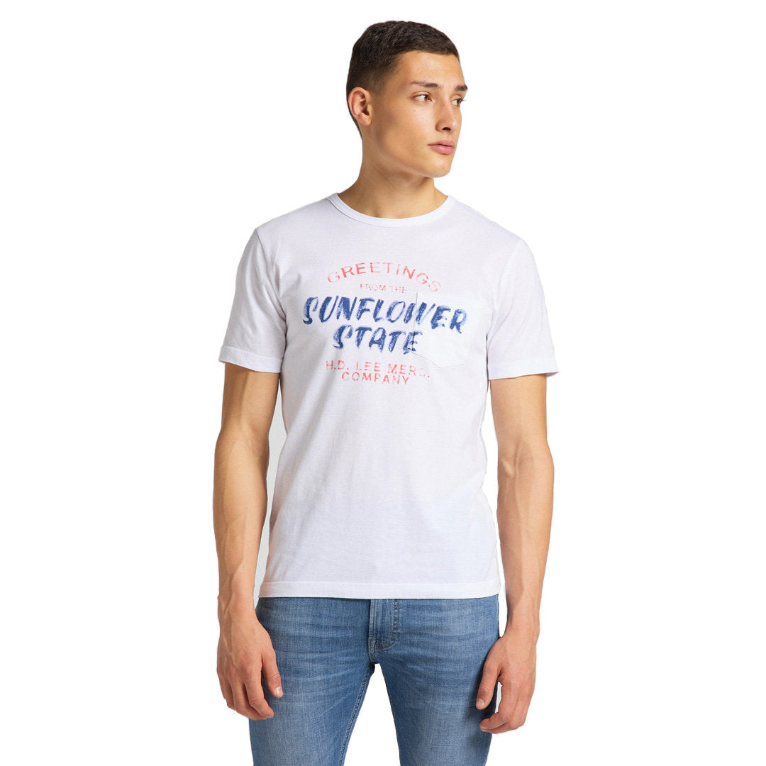 MĘSKI T-SHIRT LEE SS POSTER TEE WHITE L63EFE12 112114994