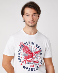 MĘSKI T-SHIRT WRANGLER SS CLASSIC AMERICANA WHITE W7AHD3989 112131341