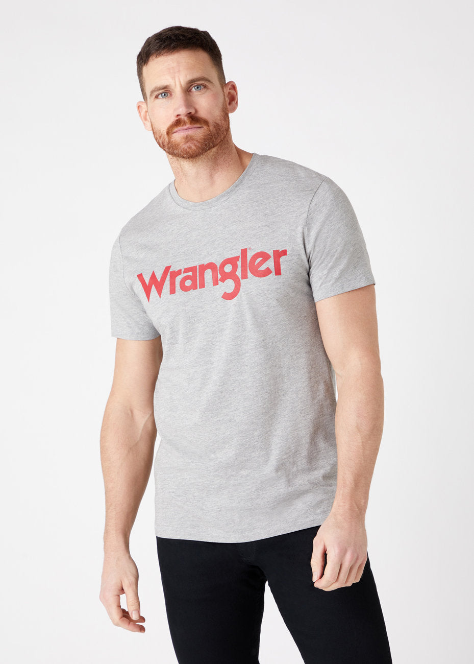 MĘSKI T-SHIRT WRANGLER SS LOGO TEE MID GREY W7M0D3XTT 112131861