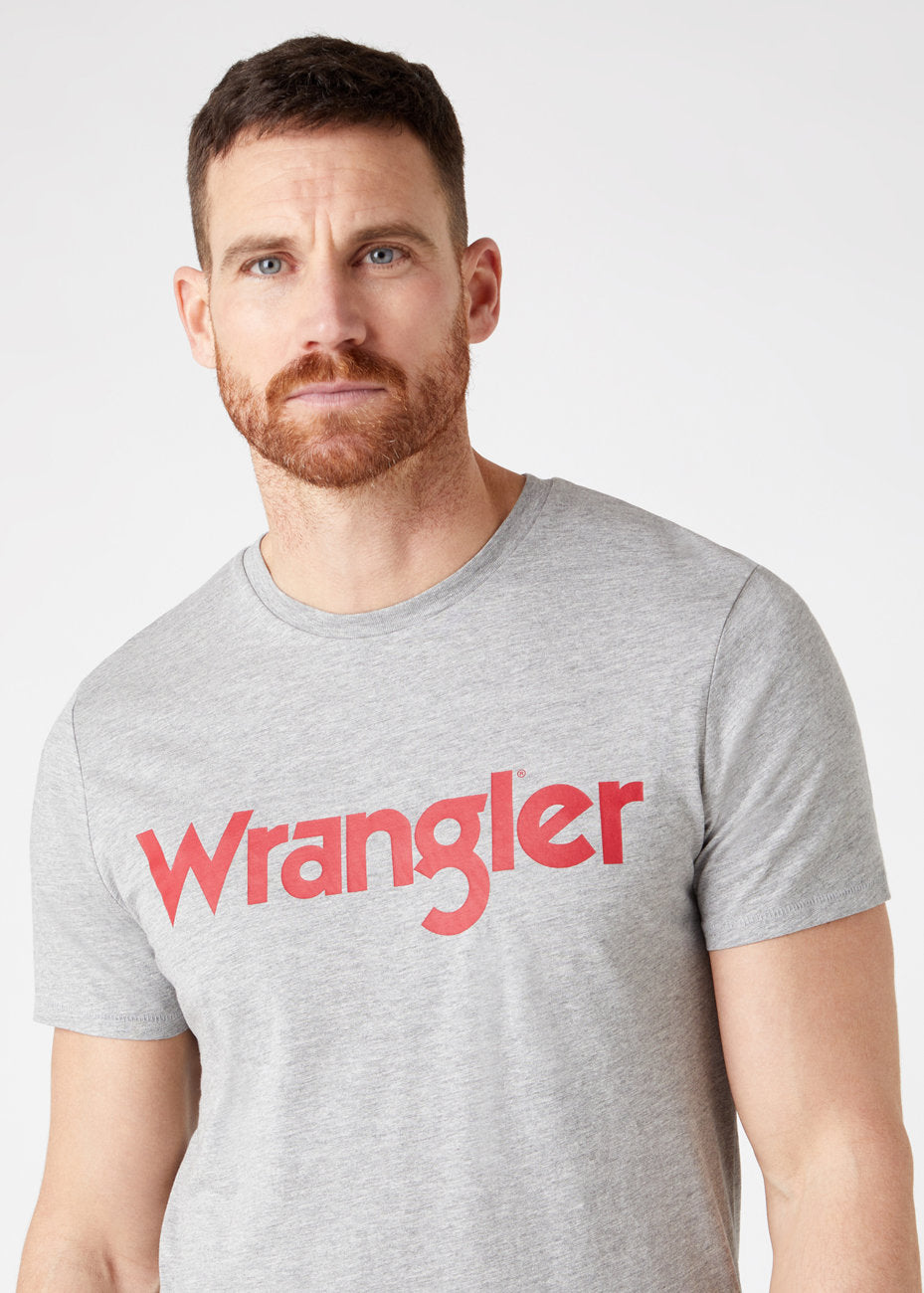 MĘSKI T-SHIRT WRANGLER SS LOGO TEE MID GREY W7M0D3XTT 112131861