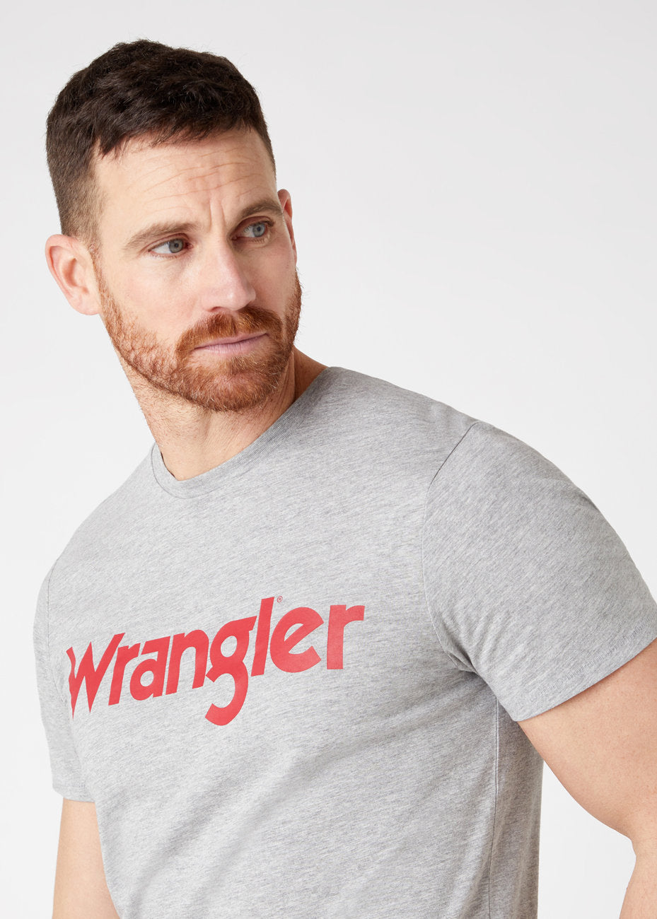 MĘSKI T-SHIRT WRANGLER SS LOGO TEE MID GREY W7M0D3XTT 112131861