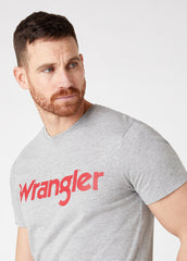 MĘSKI T-SHIRT WRANGLER SS LOGO TEE MID GREY W7M0D3XTT 112131861