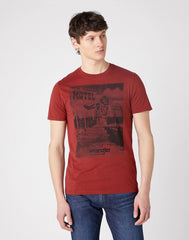 MĘSKI T-SHIRT WRANGLER SS MOTEL TEE RUSTY BROWN W7G3D3H11 112131829
