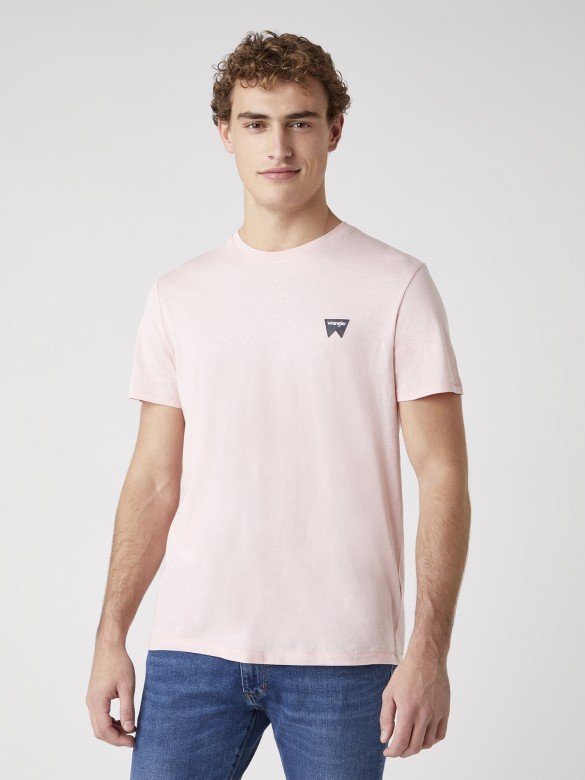 MĘSKI T-SHIRT WRANGLER SS SIGN OFF TEE SILVER PINK W7C07D3TU 112131607