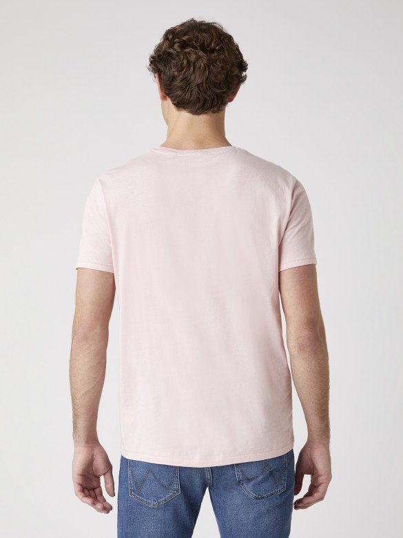 MĘSKI T-SHIRT WRANGLER SS SIGN OFF TEE SILVER PINK W7C07D3TU 112131607