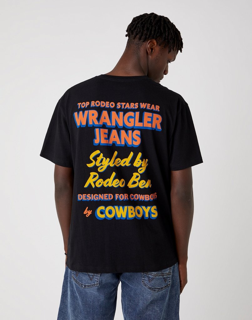 MĘSKI T-SHIRT WRANGLER SS TEXT TEE BLACK W7AZGF100 112131371