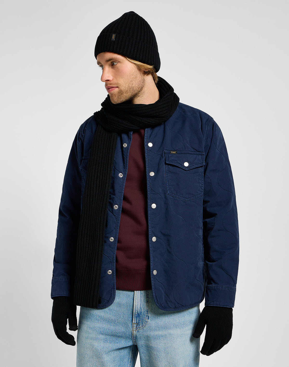 Męski Zestaw Czapka, Szalik I Rękawiczki Lee Xmas Pack Black 112342469