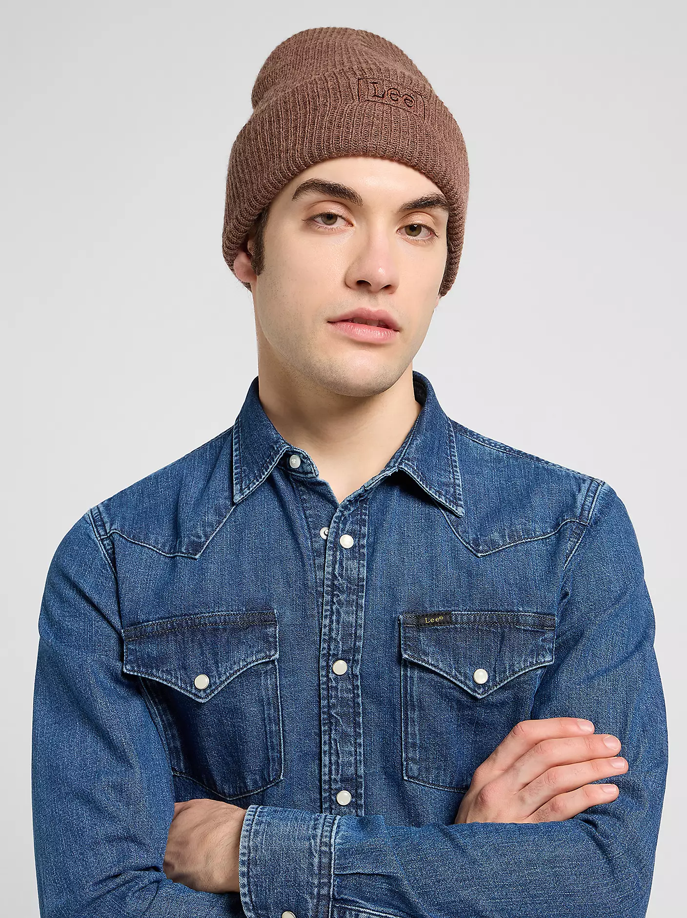 MĘSKIE CZAPKA LEE CORE BEANIE LUXE BROWN 112372706
