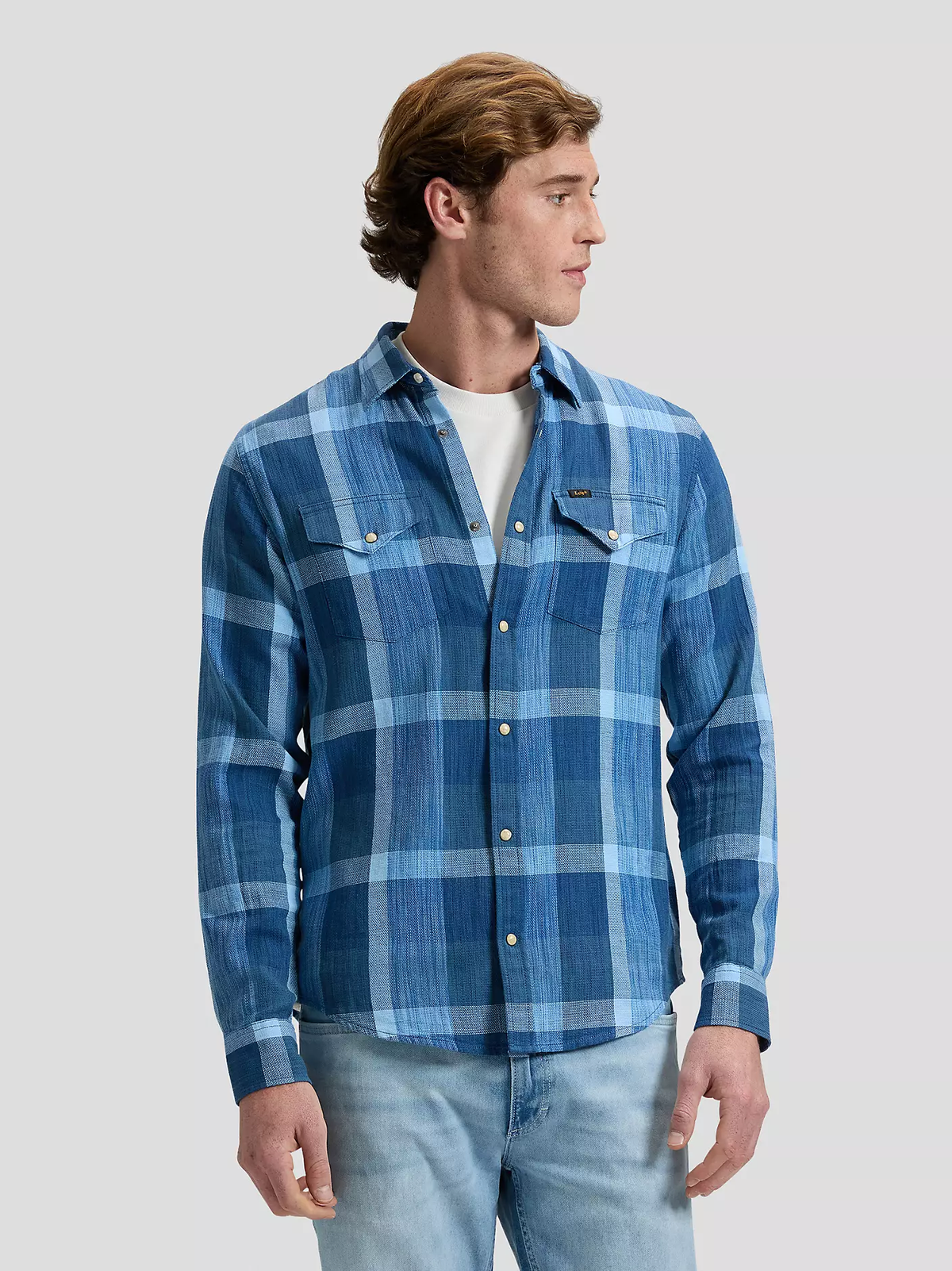 MĘSKIE KOSZULA LEE CLEAN WESTERN SHIRT INDIGO PLAID 112376567