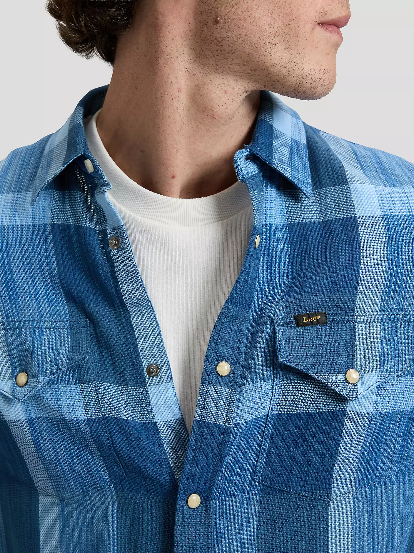 MĘSKIE KOSZULA LEE CLEAN WESTERN SHIRT INDIGO PLAID 112376567