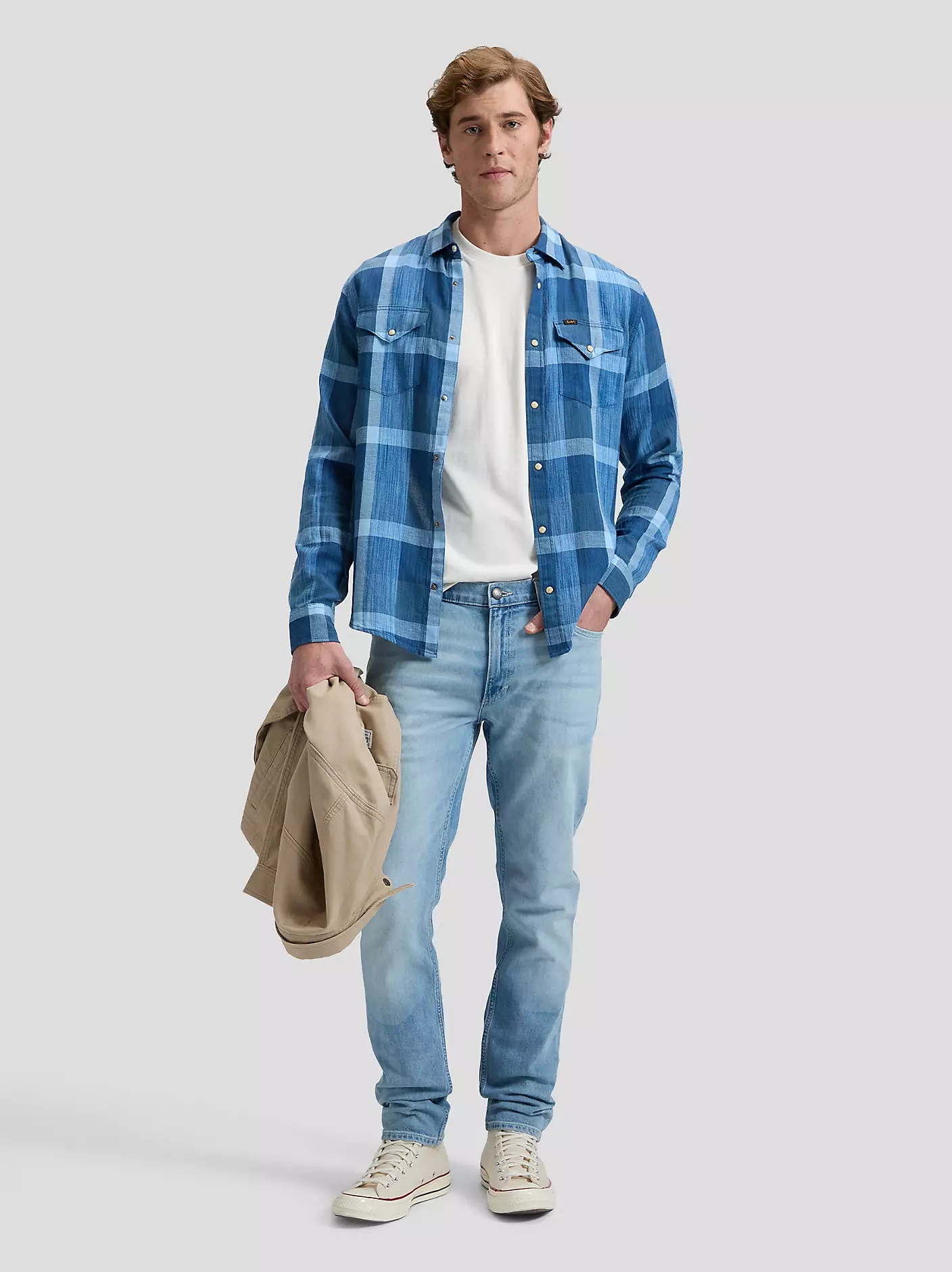 MĘSKIE KOSZULA LEE CLEAN WESTERN SHIRT INDIGO PLAID 112376567