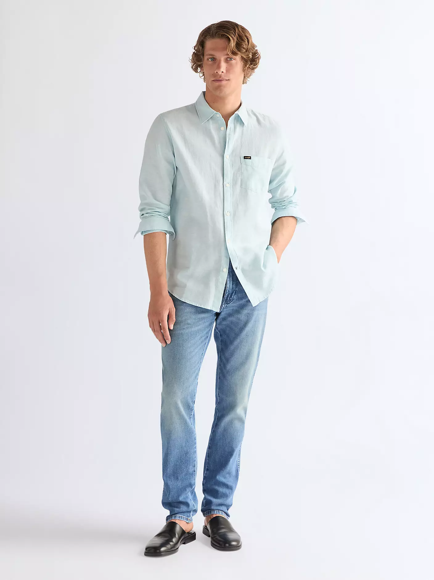 MĘSKIE KOSZULA WRANGLER 1 PKT SHIRT FORGET ME NOT 112378039