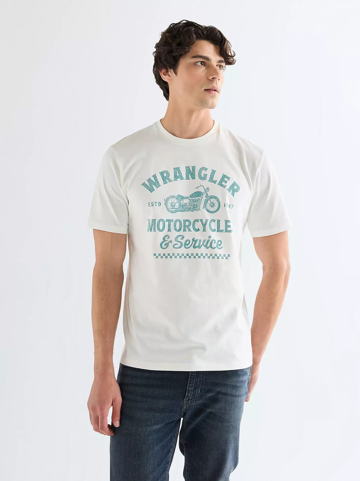 MĘSKIE KOSZULKA WRANGLER AMERICANA TEE WORN WHITE 112377951