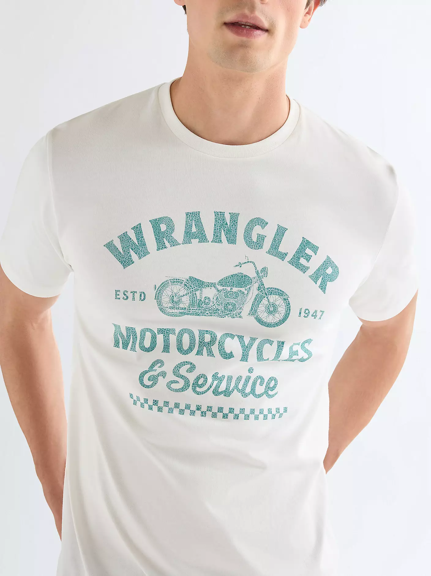 MĘSKIE KOSZULKA WRANGLER AMERICANA TEE WORN WHITE 112377951