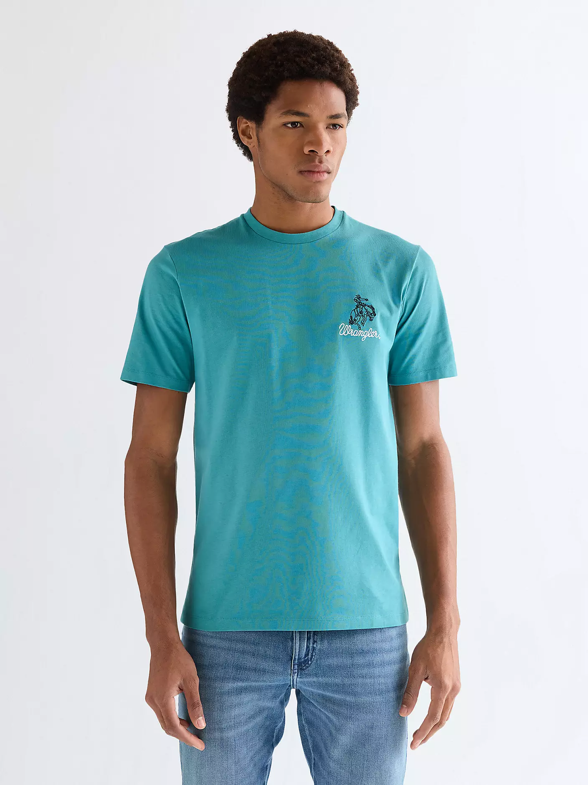 MĘSKIE KOSZULKA WRANGLER EMBROIDERY TEE BRITTANY BLUE 112377990