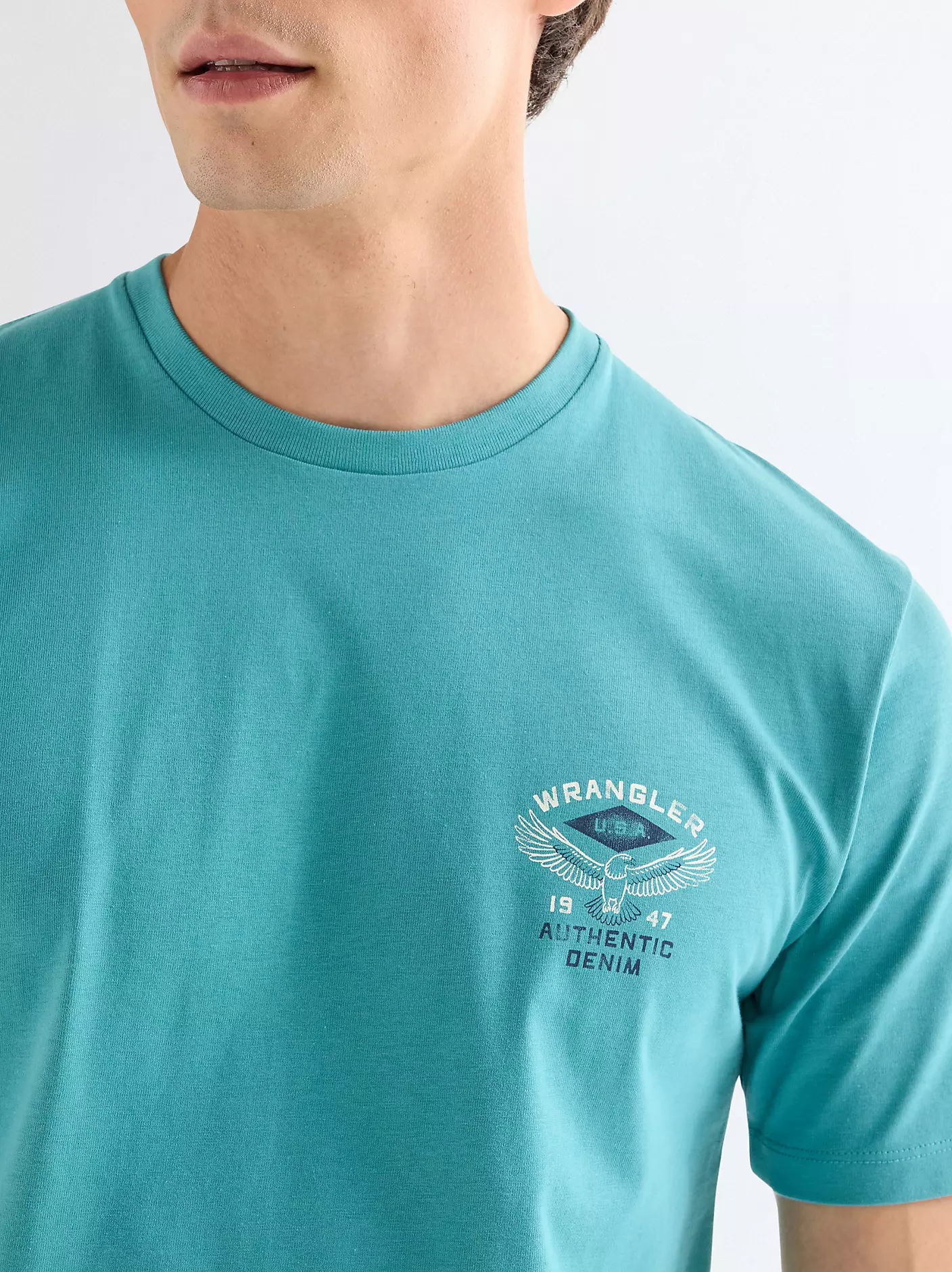 MĘSKIE KOSZULKA WRANGLER SMALL AMERICANA TEE BRITTANY BLUE 112377983