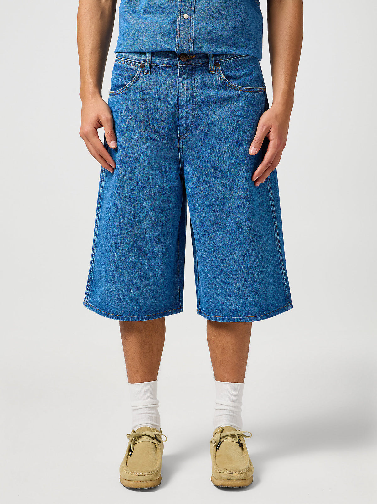 MESKIE SPODENKI WRANGLER JORT SHORTS MID STONE 112362509