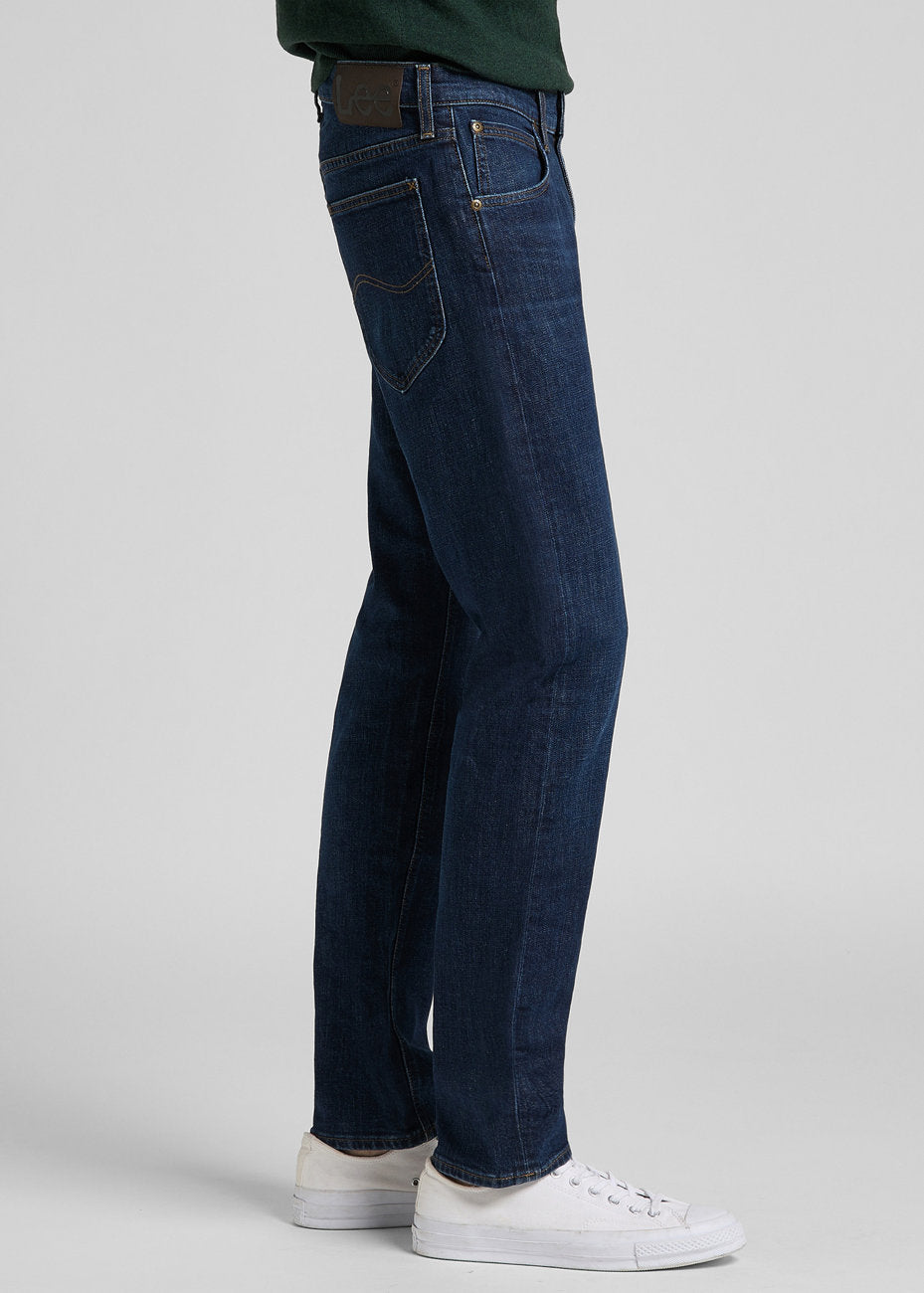 Męskie Spodnie Jeansowe Lee Daren Zip Fly Regular Straight Dark Bluegrass L707KNUK 112118225