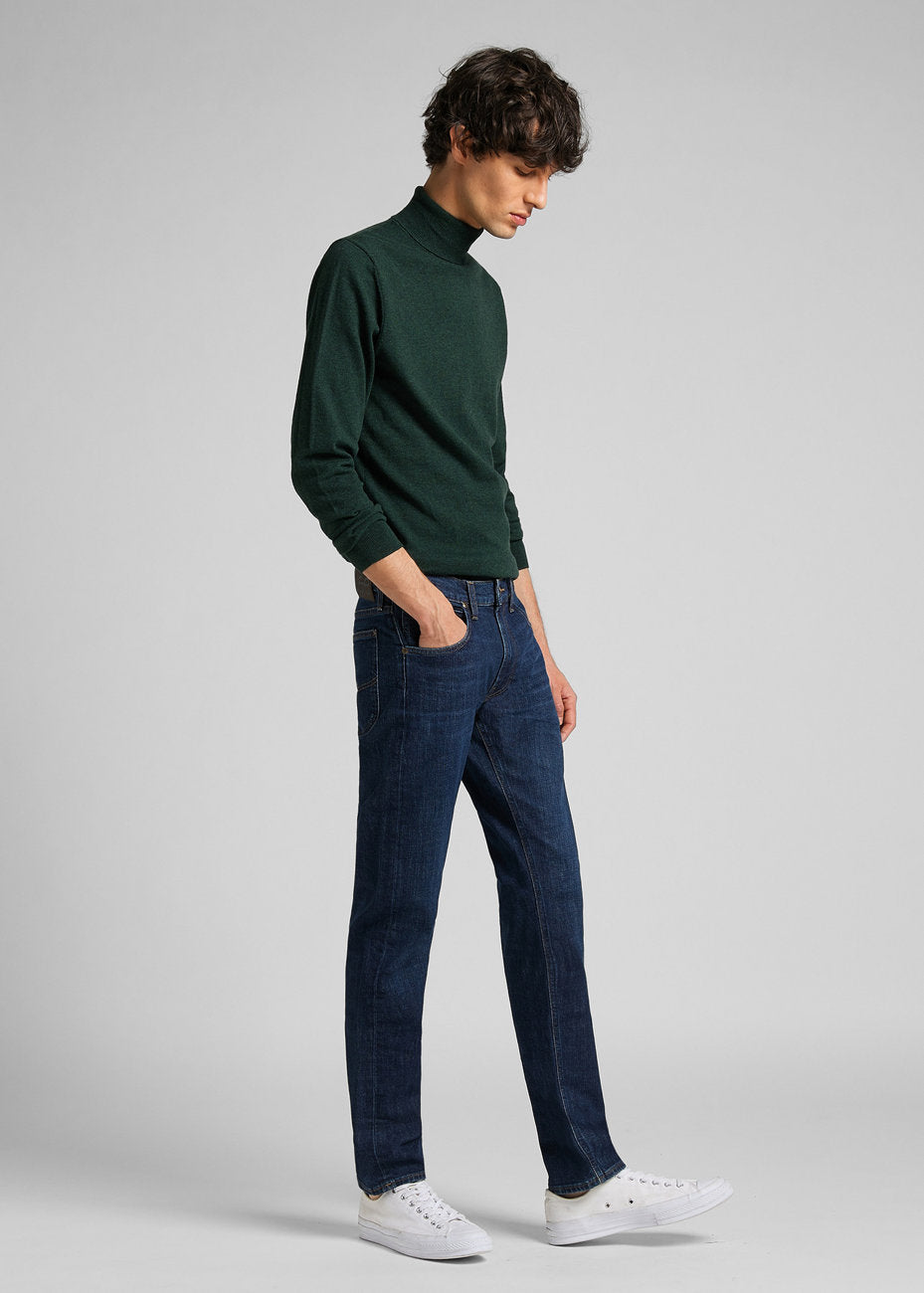 Męskie Spodnie Jeansowe Lee Daren Zip Fly Regular Straight Dark Bluegrass L707KNUK 112118225