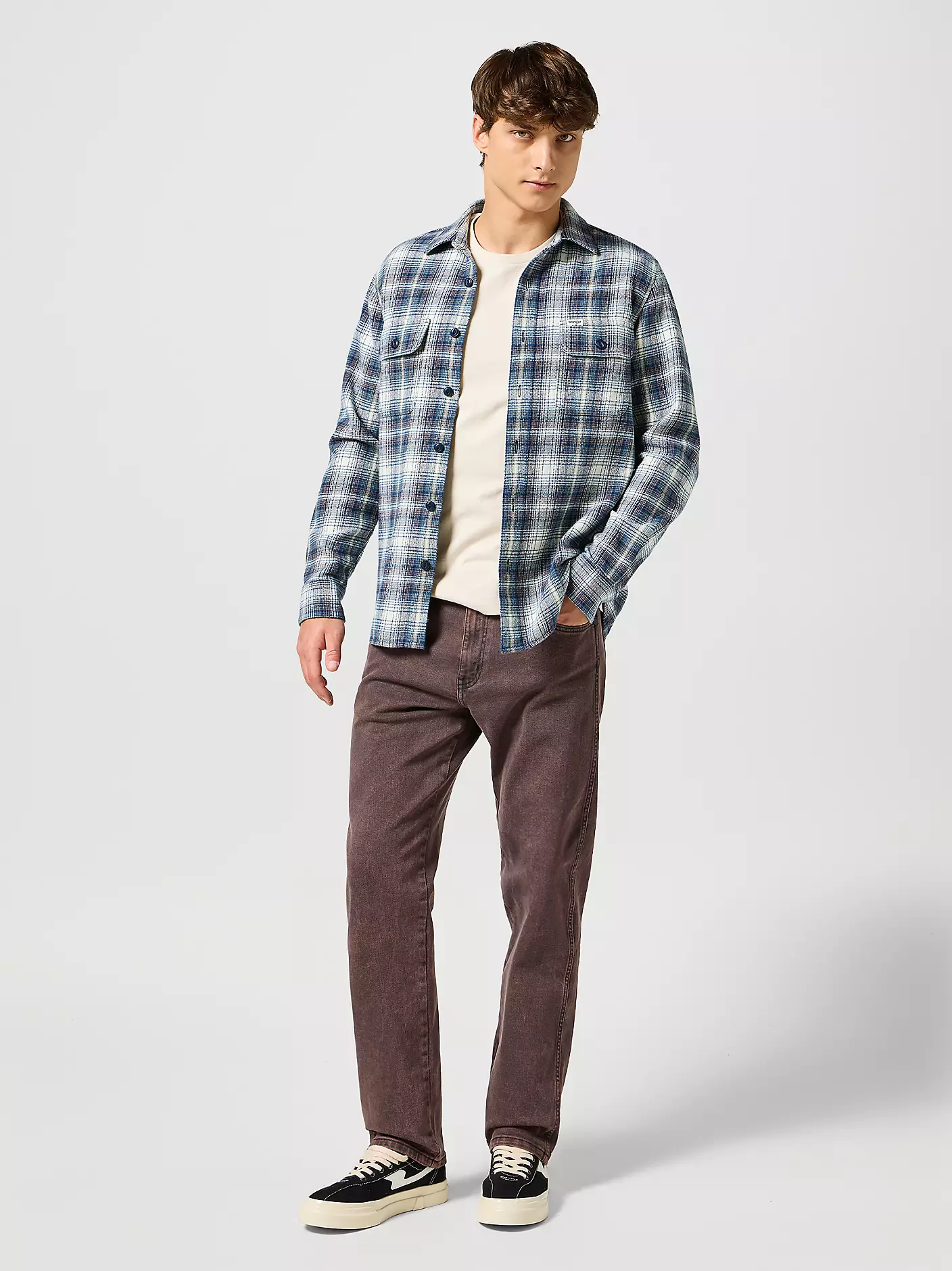 MĘSKIE SPODNIE JEANSOWE WRANGLER FRONTIER BURGUNDY BLUSH 112356825