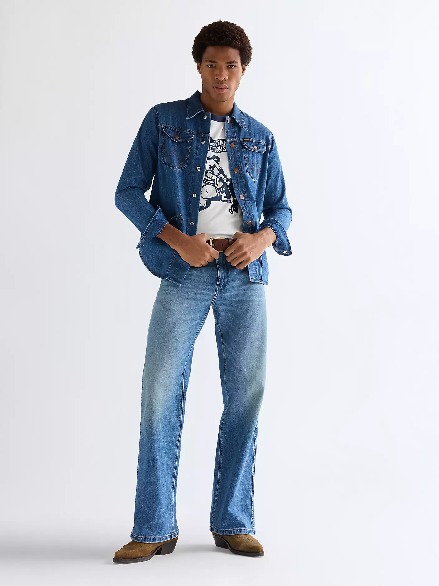 MĘSKIE SPODNIE JEANSOWE WRANGLER LOOSE BOOT HARBOR BLUE 112377844