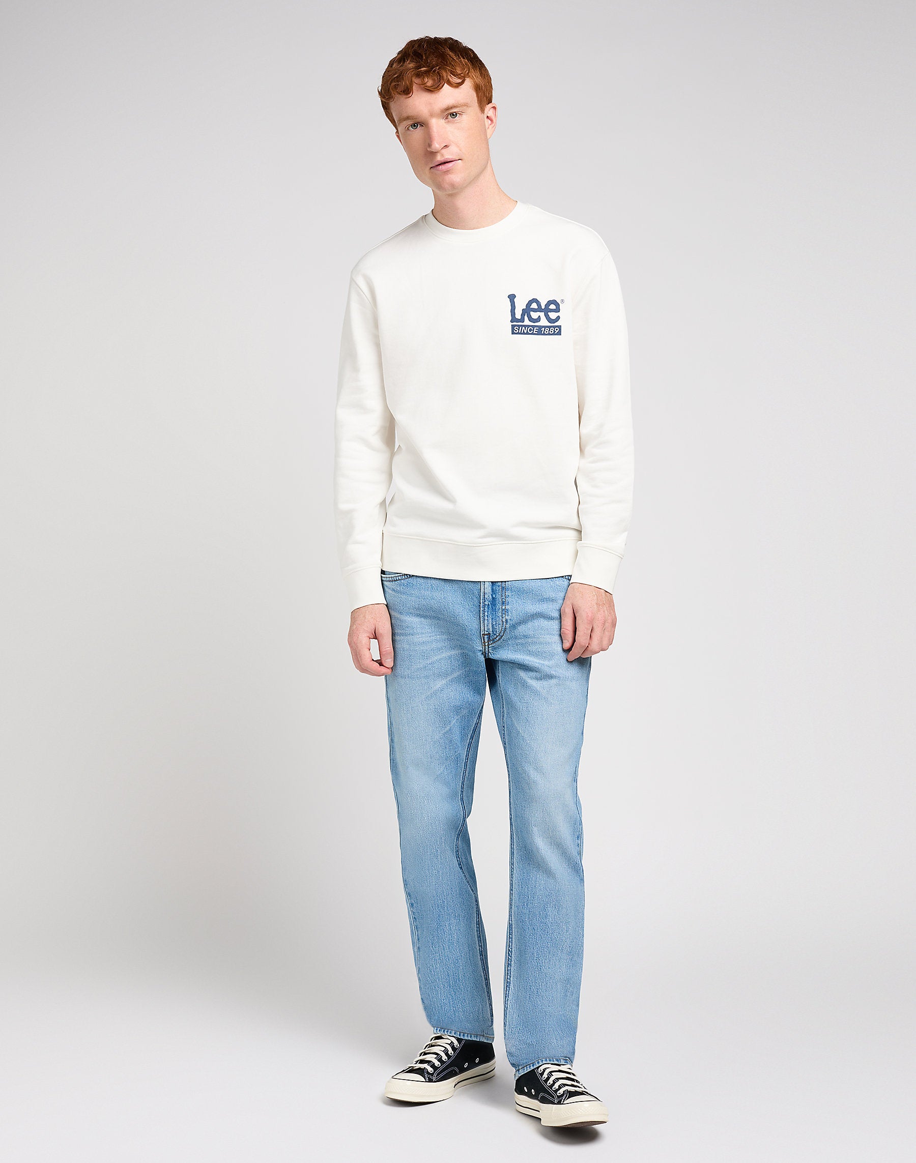 Męskie Spodnie Jeansowe Lee Daren Zip Fly Solid Blues 112350160