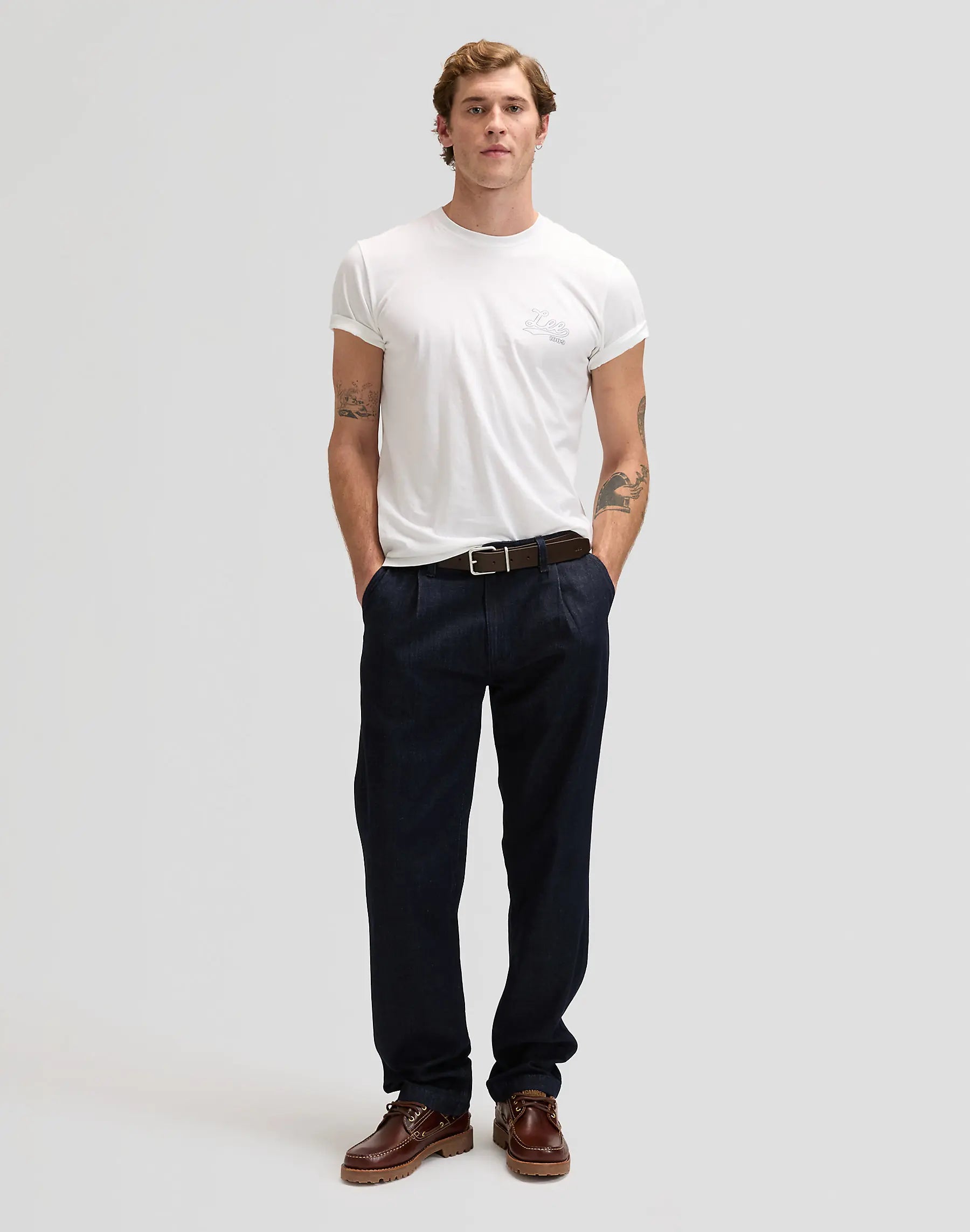 MESKIE SPODNIE LEE PLEATED CHINO RINSE 112376349