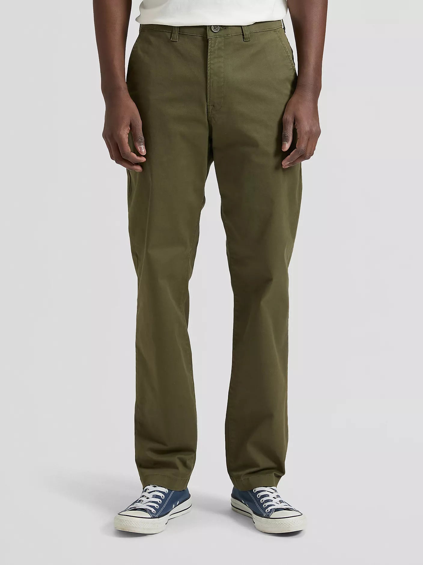 MESKIE SPODNIE LEE REGULAR CHINO OLIVE MOSS 112378506