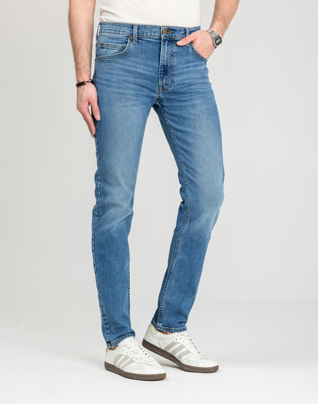 Męskie Spodnie Lee Rider Rugged Blues 112378736