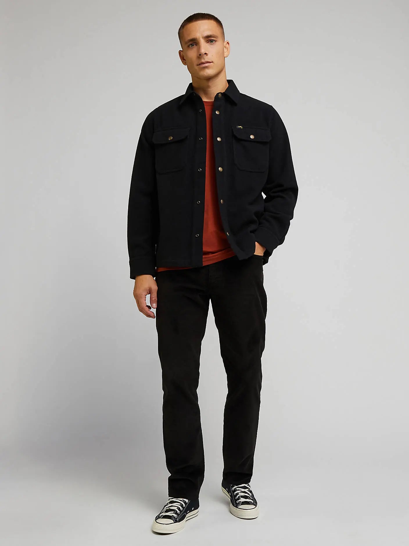 MESKIE SPODNIE LEE STRAIGHT FIT MVP BLACK 112343355