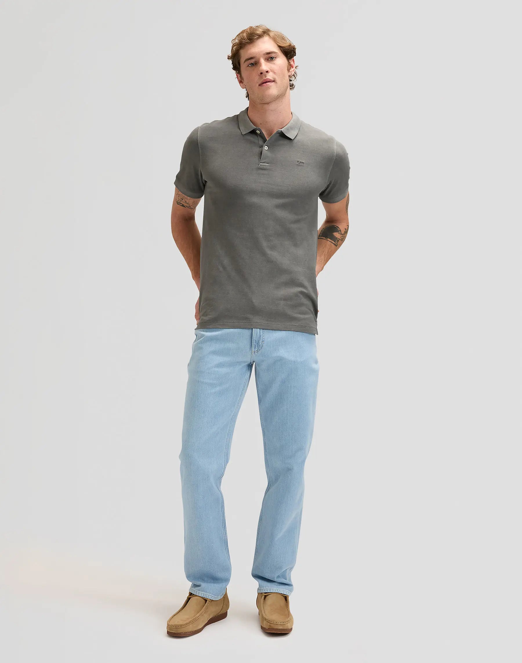 MESKIE SPODNIE LEE WEST LIGHT STONE 112376404