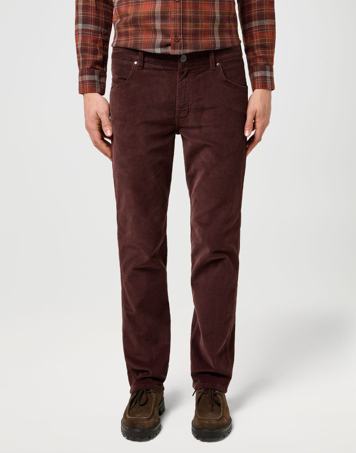Męskie Spodnie Sztruksowe Wrangler Greensboro Mahogany 112370724