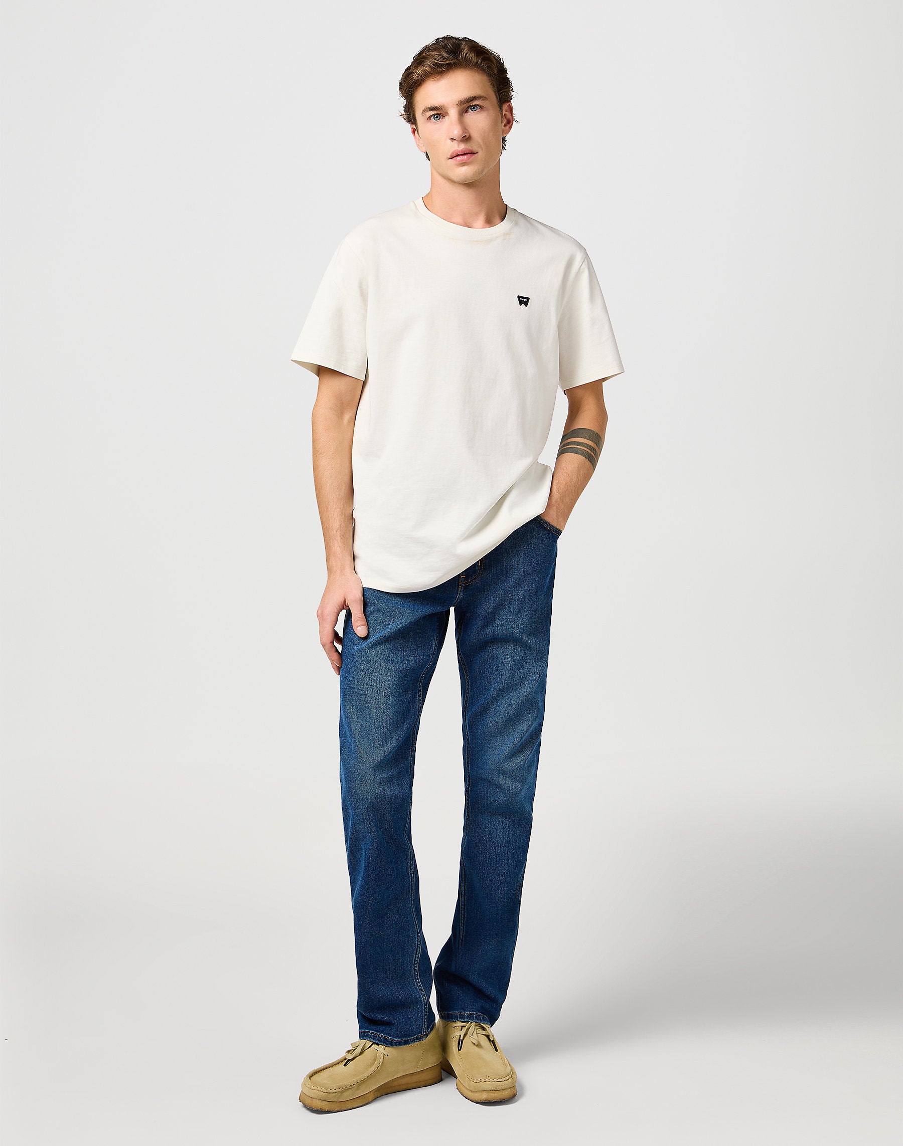 MESKIE SPODNIE WRANGLER GREENSBORO FOG 112364949
